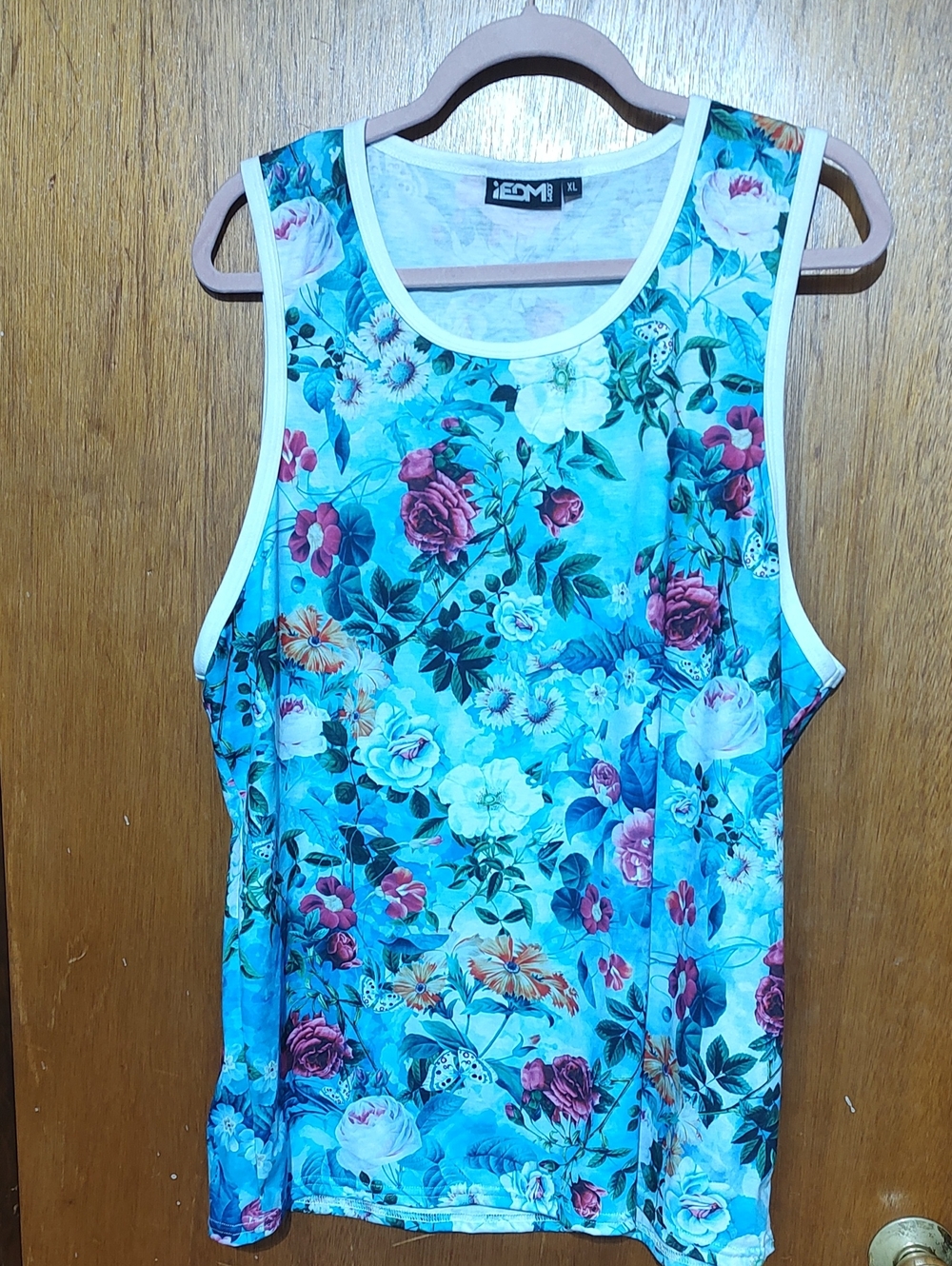 Unisex Blue Floral Tank Top